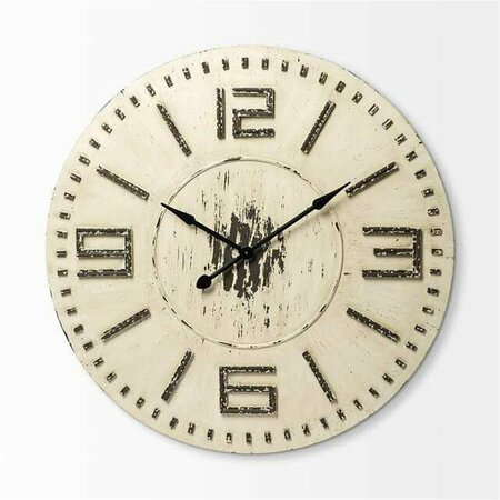 HOMEROOTS 42 in. Round Oversized Farmhouse Wall Clock with Metallic Hands, Brown 376236